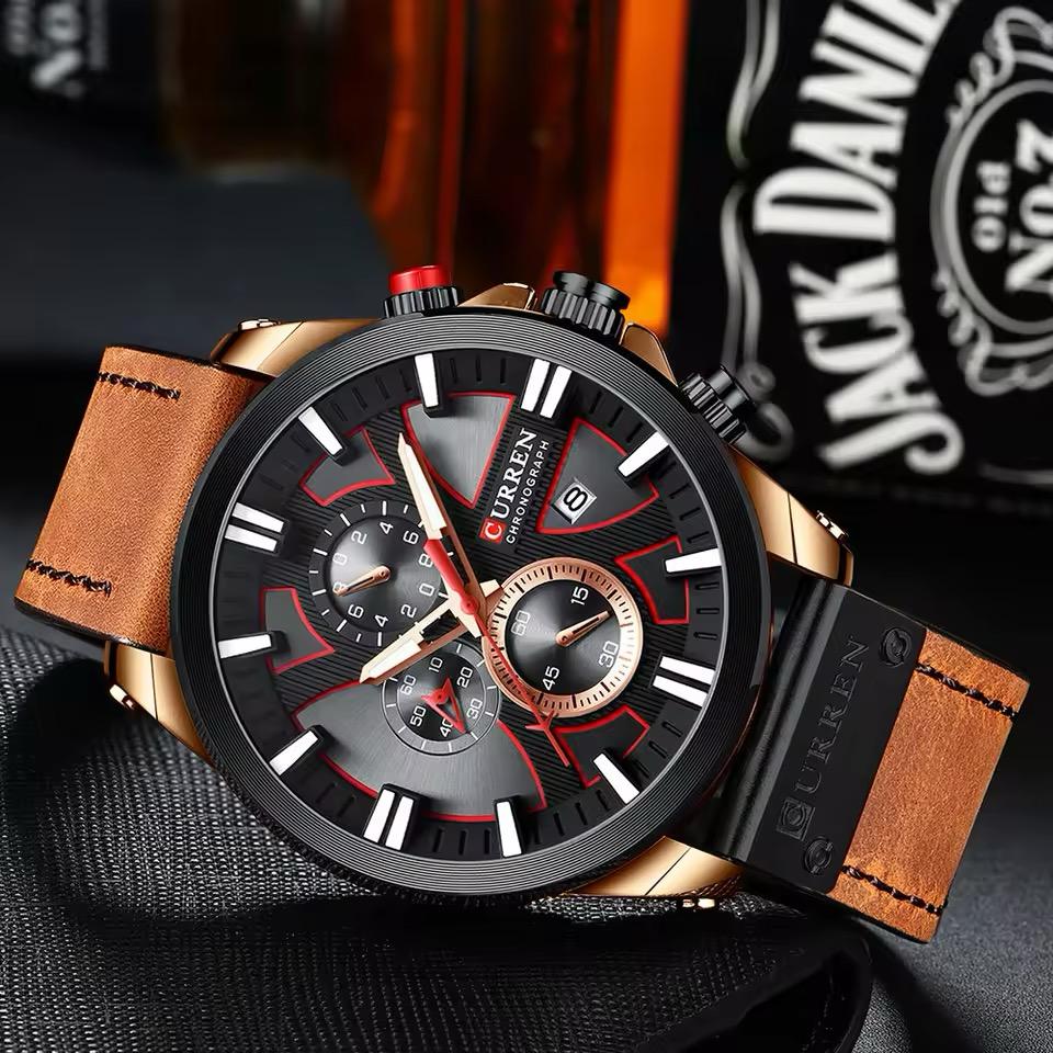 Reloj Curren CUR-32 Hombre Cuero Naranja