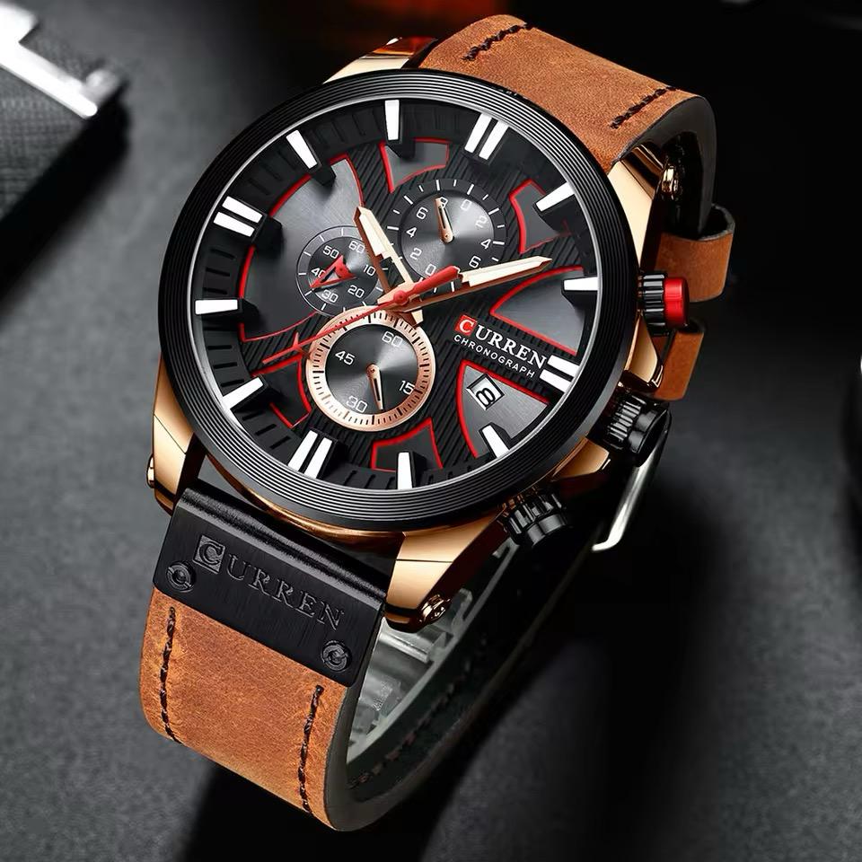 Reloj Curren CUR-32 Hombre Cuero Naranja