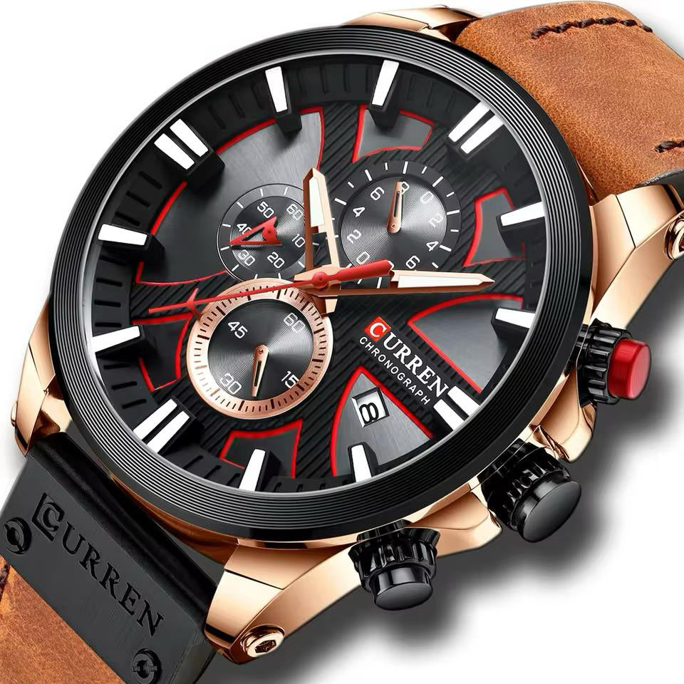 Reloj Curren CUR-32 Hombre Cuero Naranja