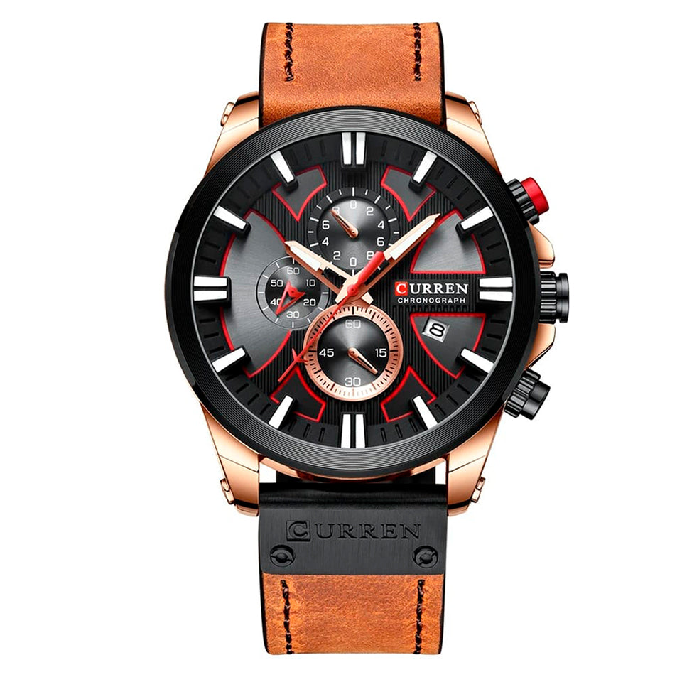 Reloj Curren CUR-32 Hombre Cuero Naranja