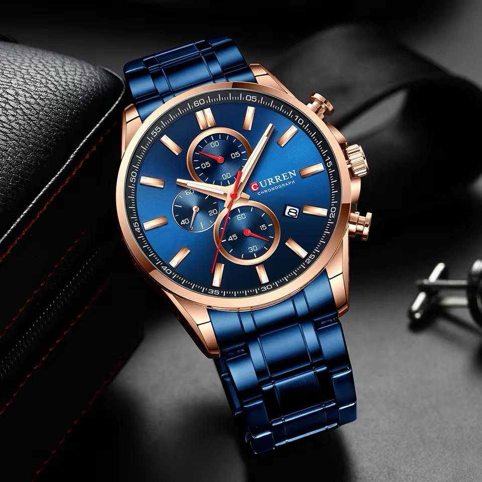 RELOJ CURREN ACERO AZUL CON DORADO CUR-38