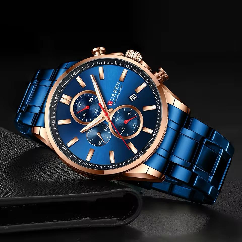 RELOJ CURREN ACERO AZUL CON DORADO CUR-38