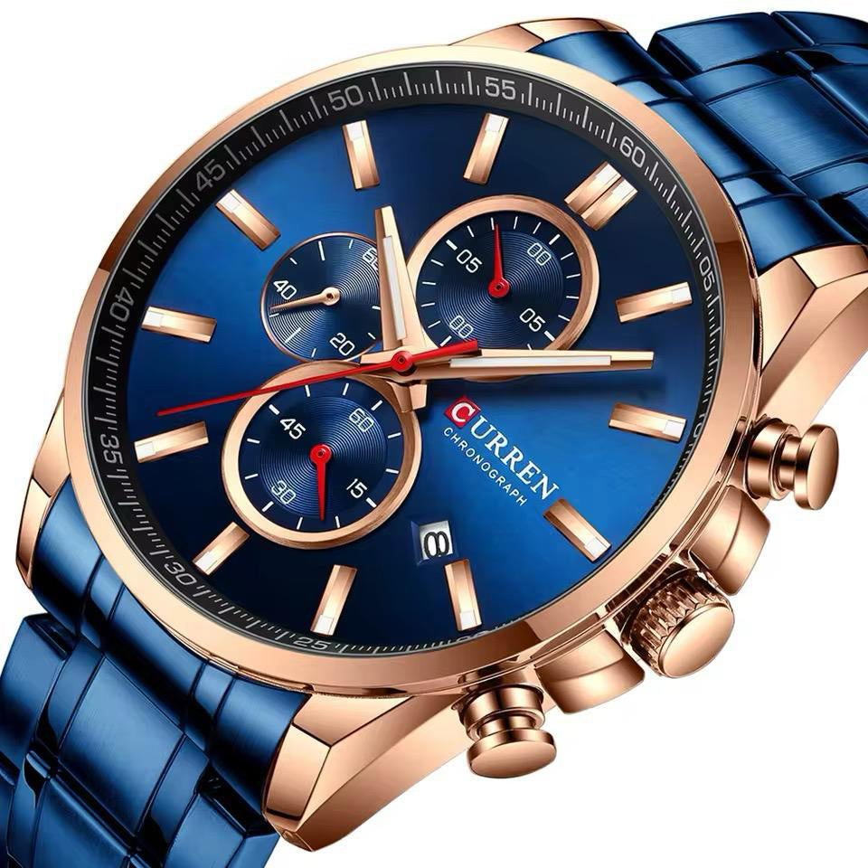 RELOJ CURREN ACERO AZUL CON DORADO CUR-38