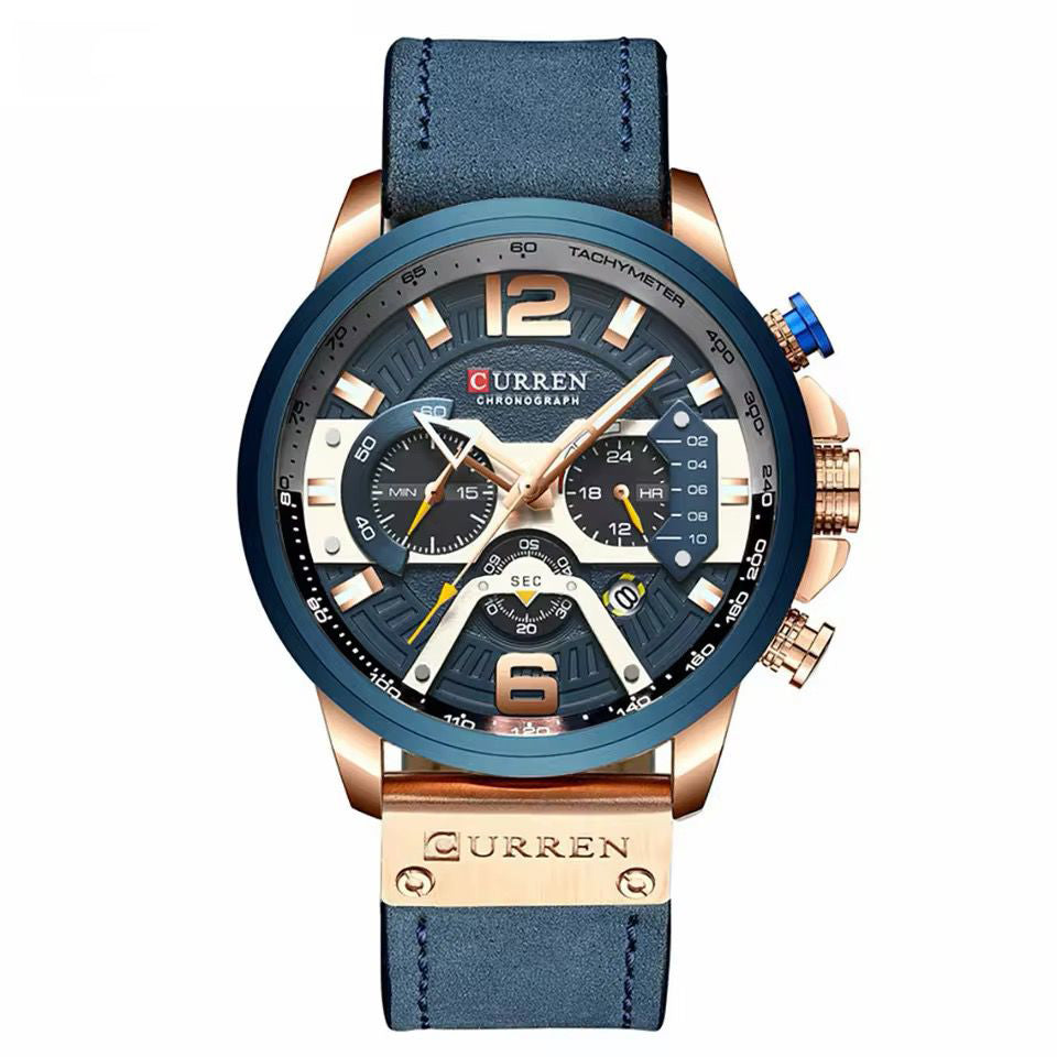 RELOJ CURREN CUERO AZUL CUR-3