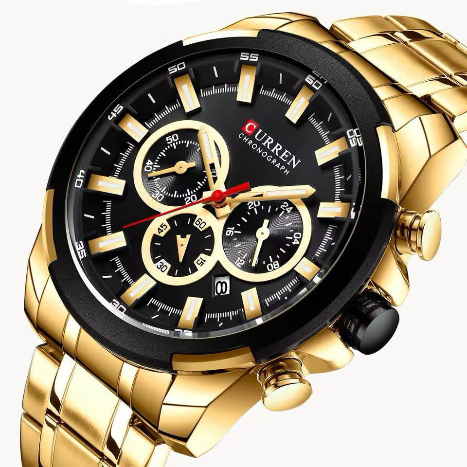 RELOJ CURREN ACERO DORADO-NEGRO CUR-40