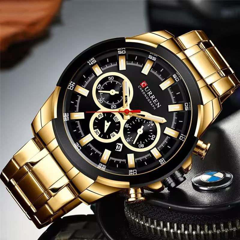 RELOJ CURREN ACERO DORADO-NEGRO CUR-40