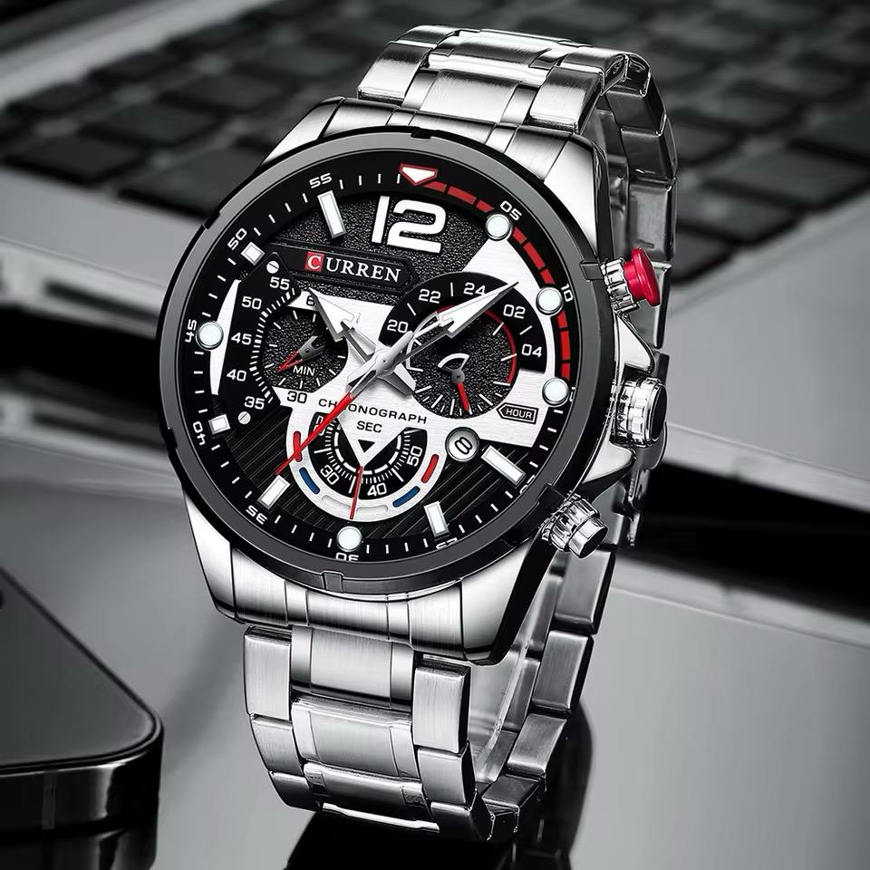 RELOJ CURREN ACERO PLATEADO-NEGRO CUR-9