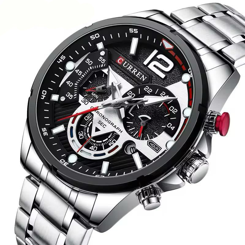 RELOJ CURREN ACERO PLATEADO-NEGRO CUR-9