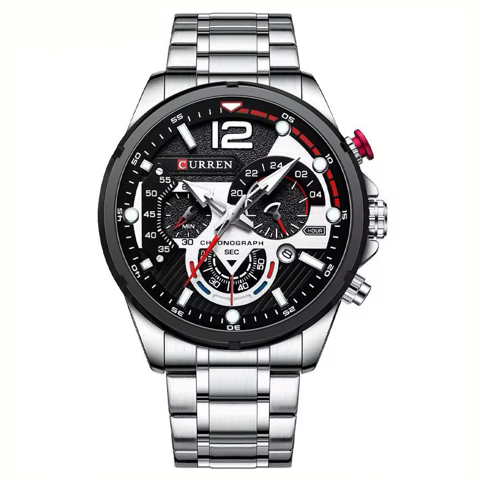 RELOJ CURREN ACERO PLATEADO-NEGRO CUR-9