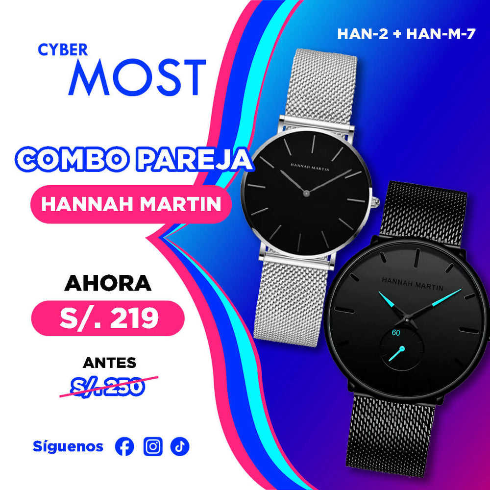 Combo Relojes Pareja Hannah Martin HAN-2 y HAN-M-7