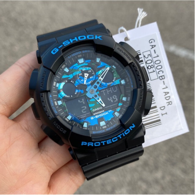 RELOJ G-SHOCK RACING NEGRO CON CELESTE G-S-124