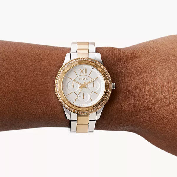 Reloj fossil plateado con dorado hot sale