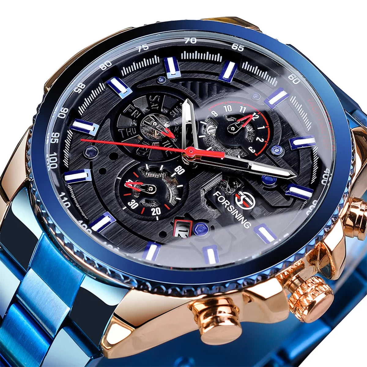 RELOJ FORSINING AUTOMÁTICO ACERO BLUE FOR-16