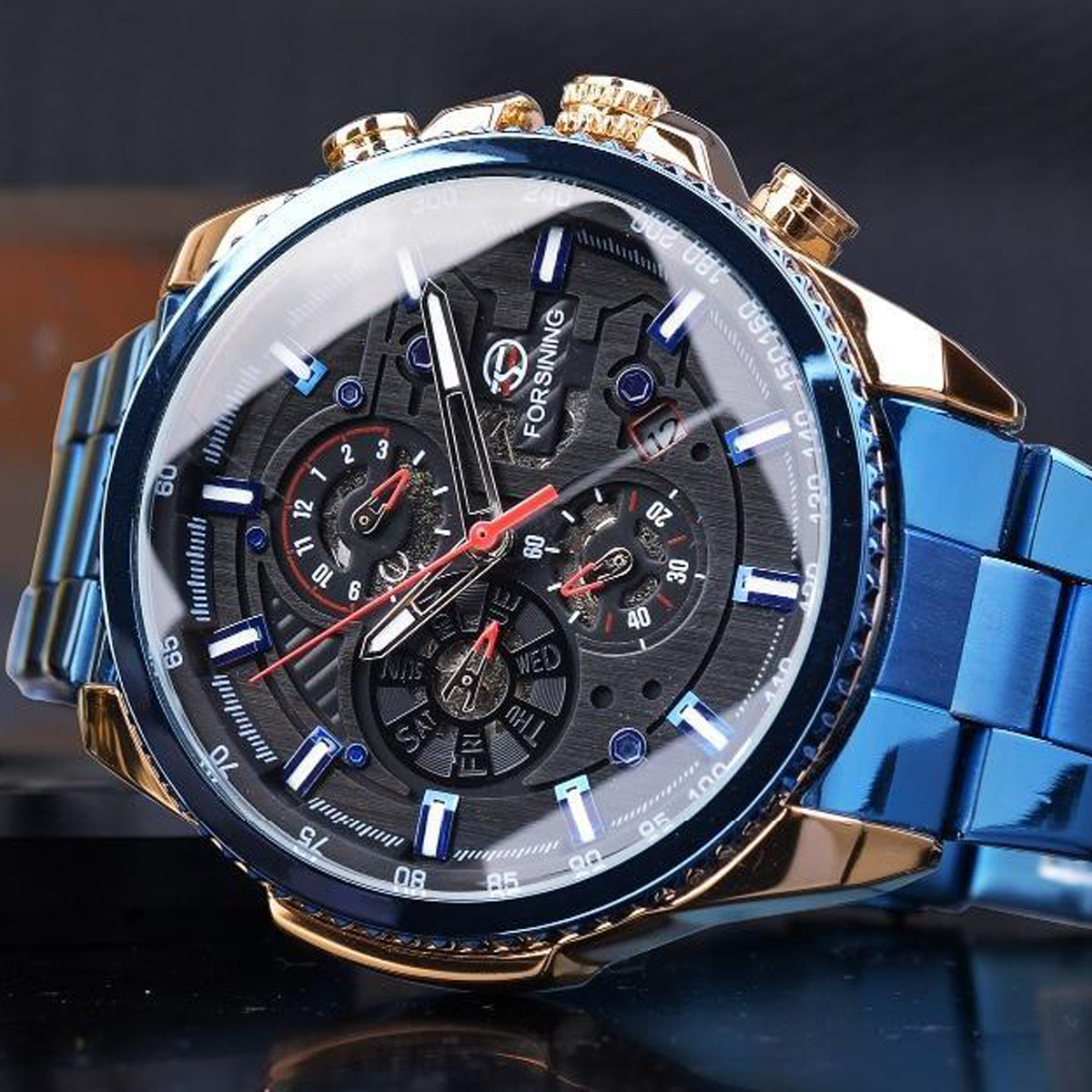 RELOJ FORSINING AUTOMÁTICO ACERO BLUE FOR-16