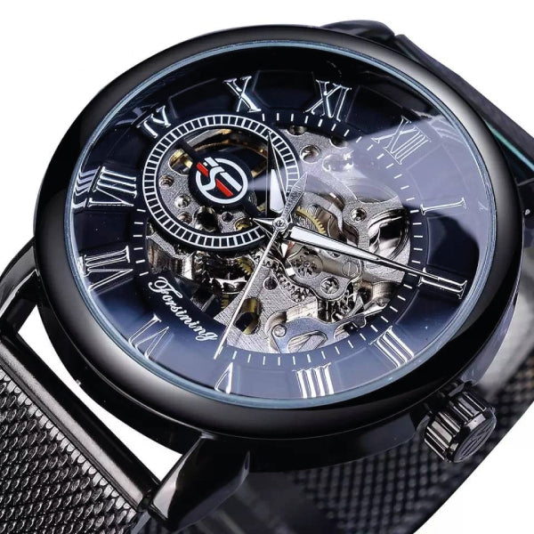 RELOJ FORSINING MALLA ACERO NEGRO FOR-38