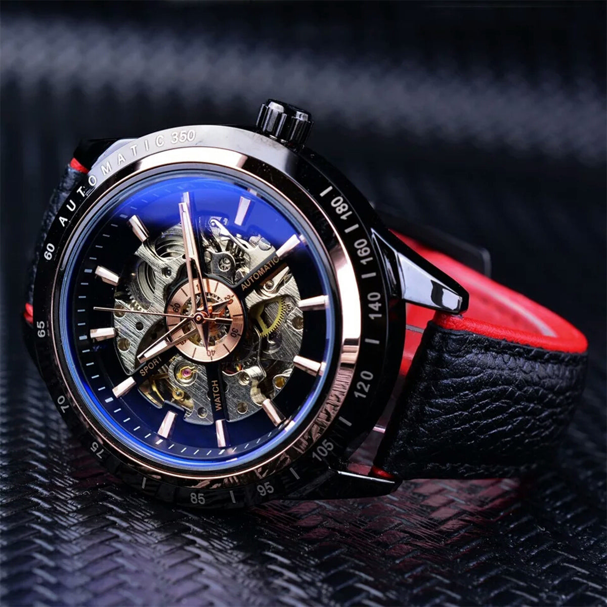 RELOJ FORSINING AUTOMÁTICO CUERO ROJO FOR-41