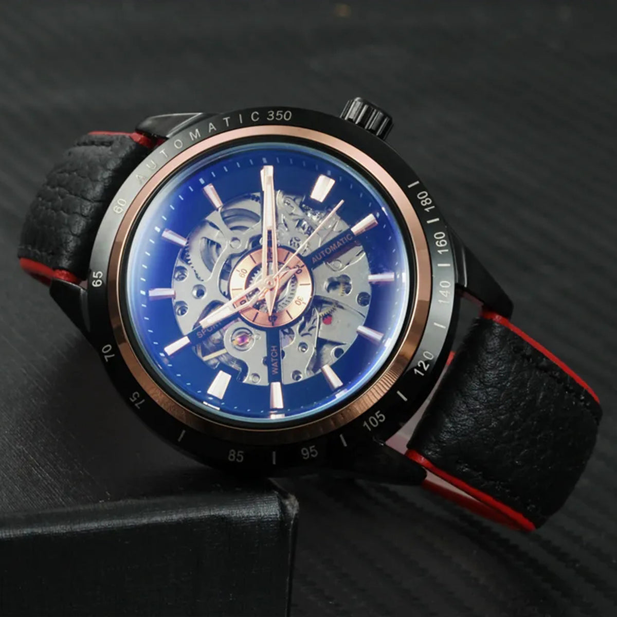 RELOJ FORSINING AUTOMÁTICO CUERO ROJO FOR-41