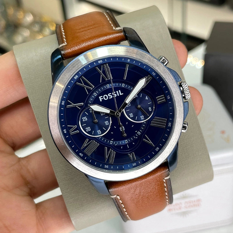 RELOJ FOSSIL PLATA-AZUL Y CUERO FS5151 FOS-20