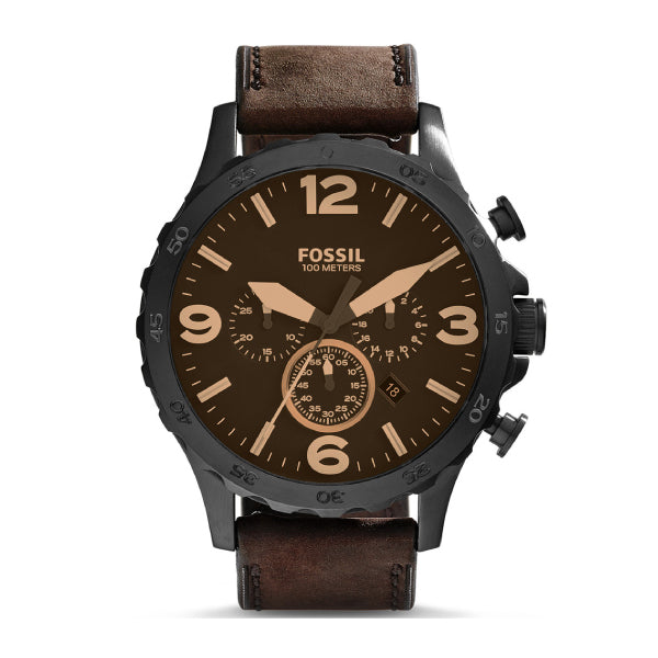 RELOJ FOSSIL ACERO GRIS Y CUERO JR1487 FOS-3