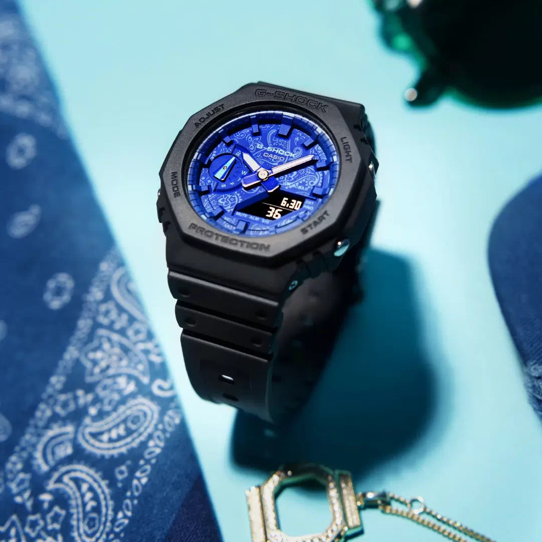 RELOJ G-SHOCK OCTAGONAL NEGRO CON AZUL G-S-145