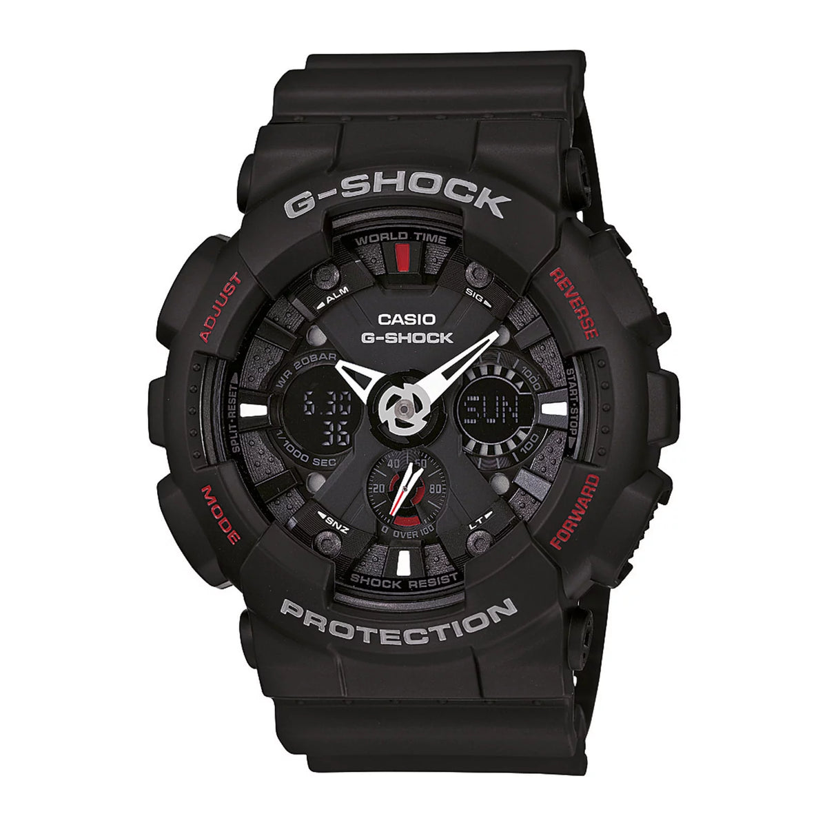 RELOJ G-SHOCK NEGRO CON ROJO GA-120-1A G-SK-18