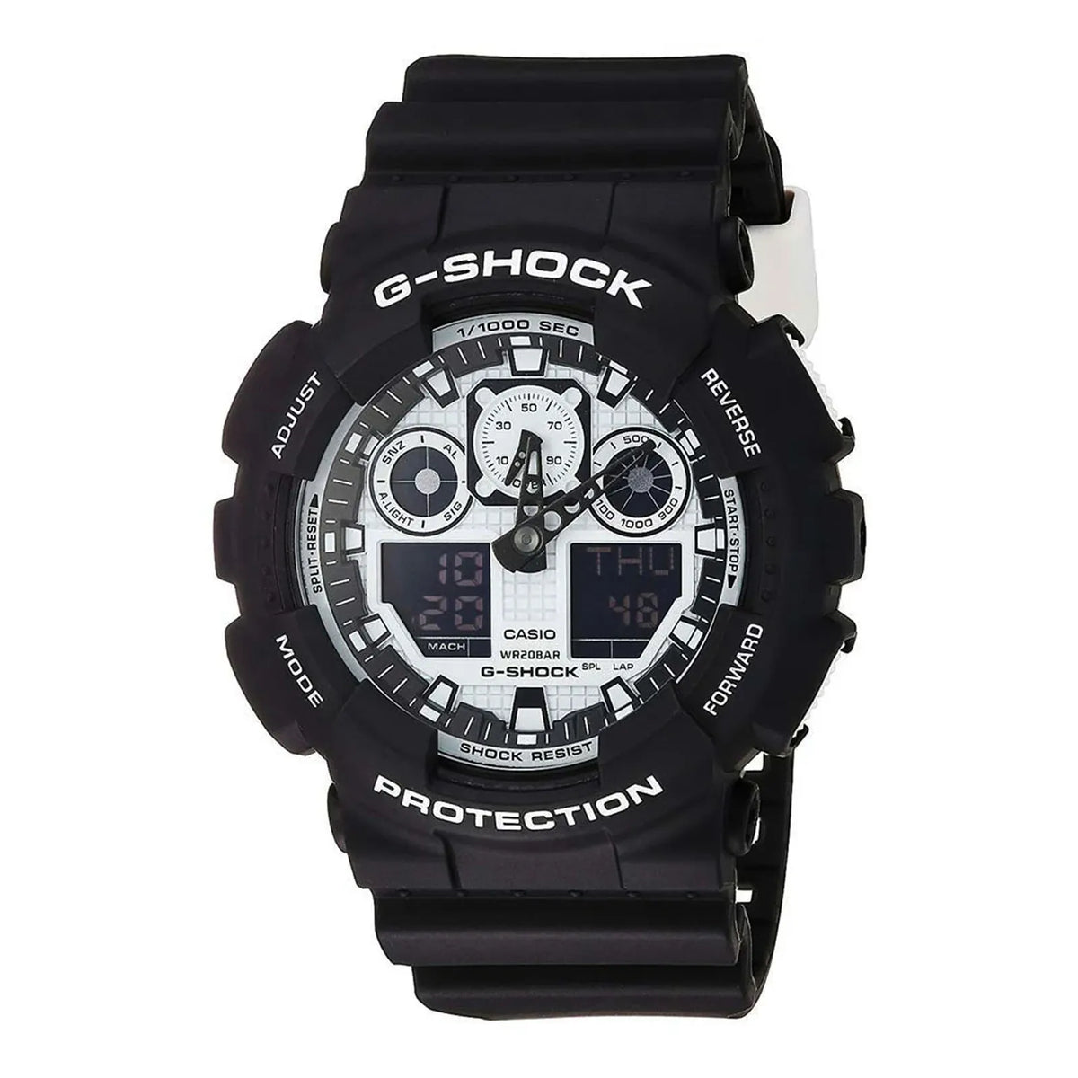 RELOJ G-SHOCK NEGRO CON BLANCO GA-100BW-1A G-SK-39