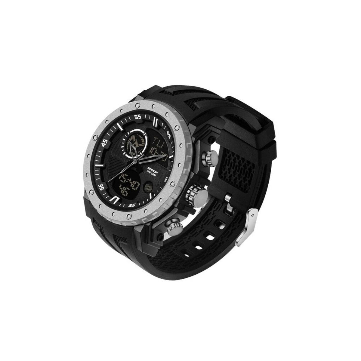 RELOJ SANDA SILICONA Negro con Gris SAN-5