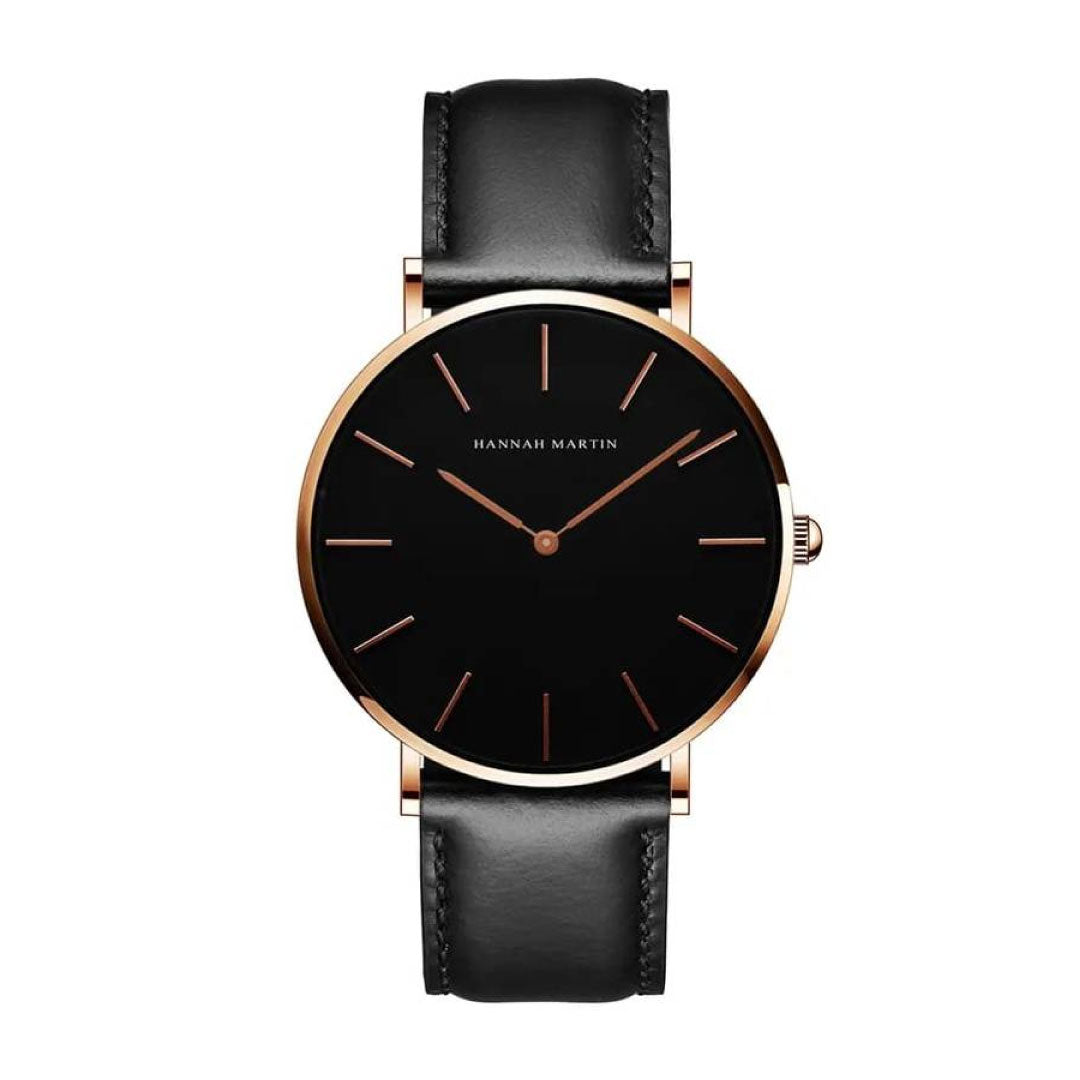 RELOJ HANNAH MARTIN NEGRO-ORO ROSA HAN-12