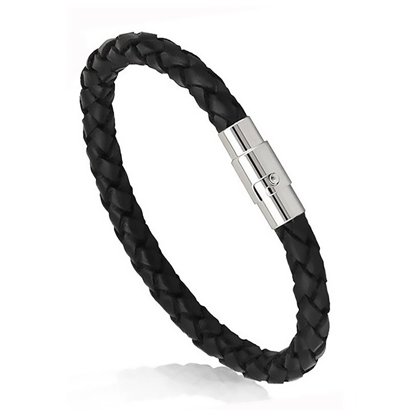 PULSERA DE CUERO NEGRO JOY-19