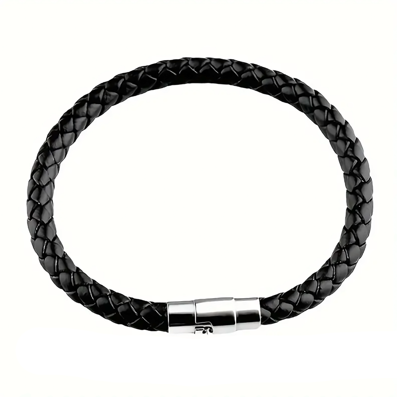 PULSERA DE CUERO NEGRO JOY-19