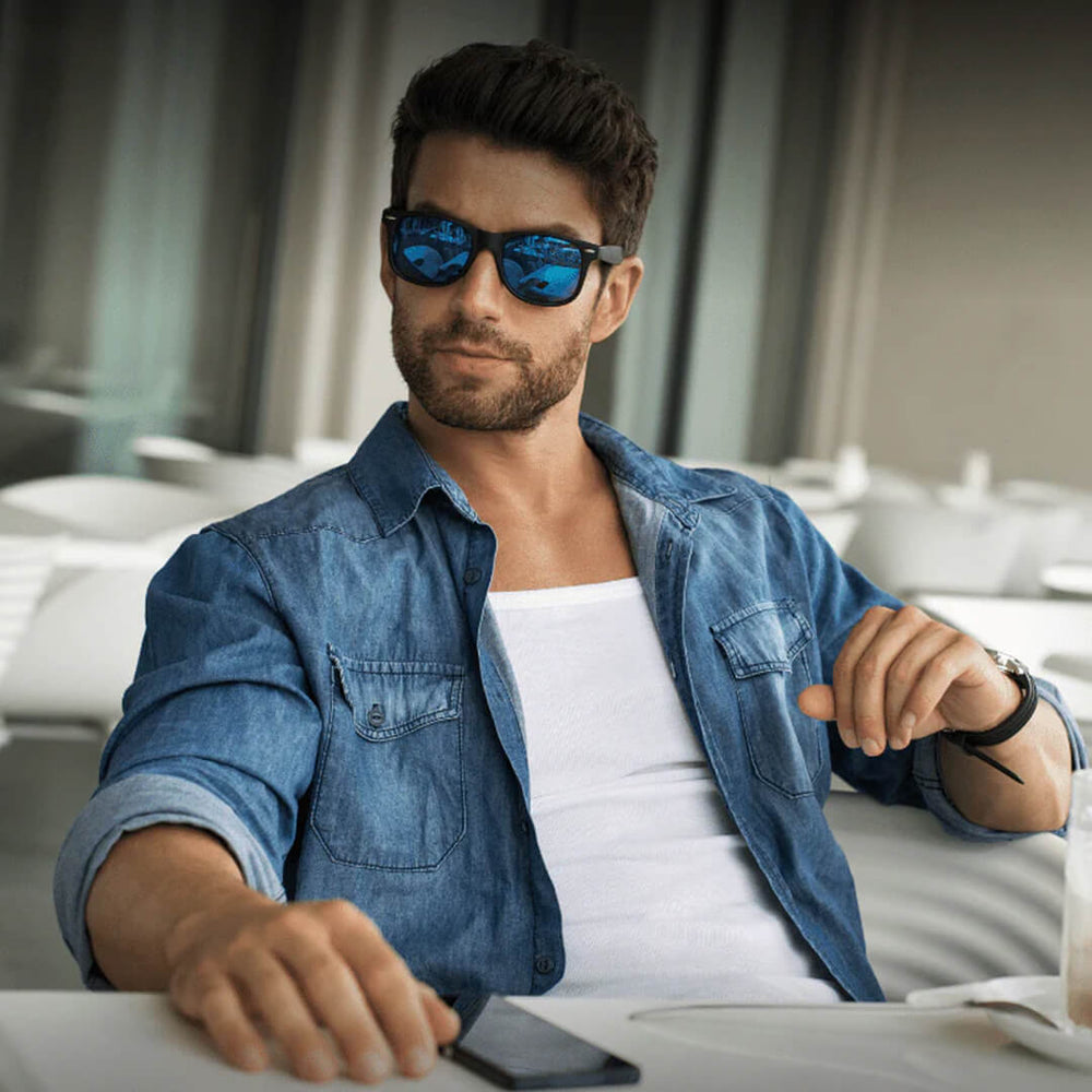 Lentes de Sol GAF-15 Hombre Deportivo Celeste