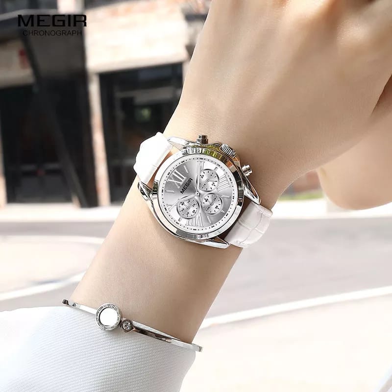 Reloj Megir Mujer Cuero Blanco | MEG-M-3