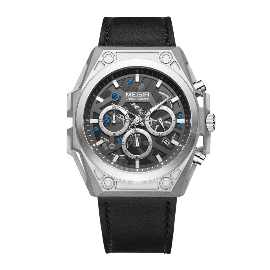 Reloj Megir Hombre Cuero Negro | MEG-20