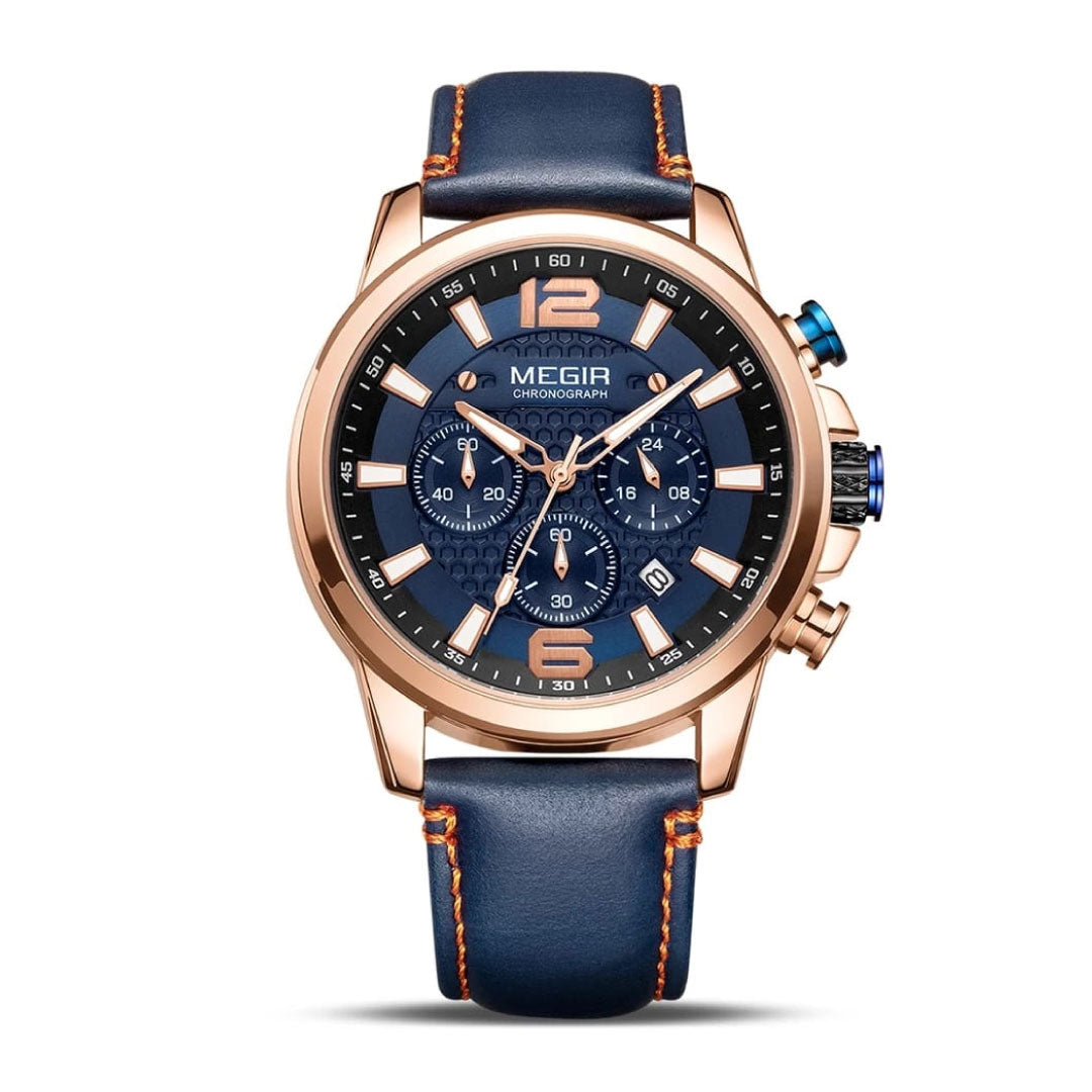 RELOJ MEGIR CUERO AZUL MEG-25