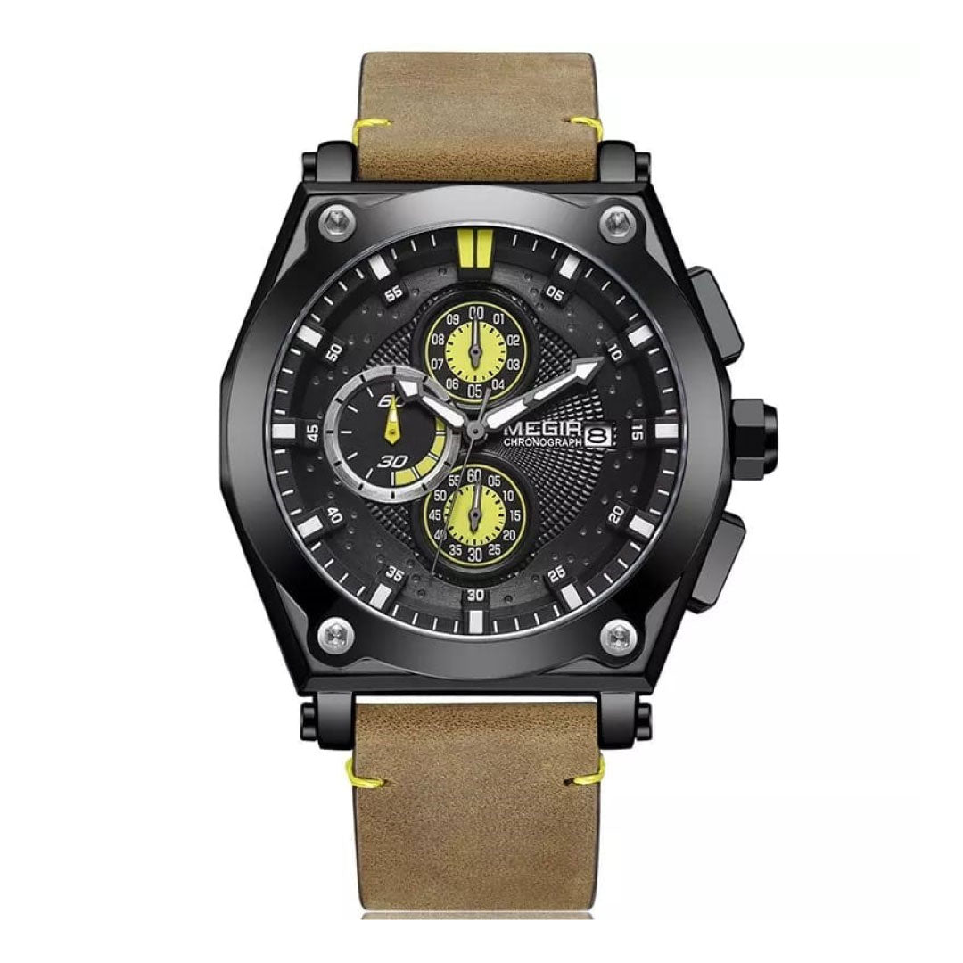 Reloj Megir Hombre Cuero Camel | MEG-27