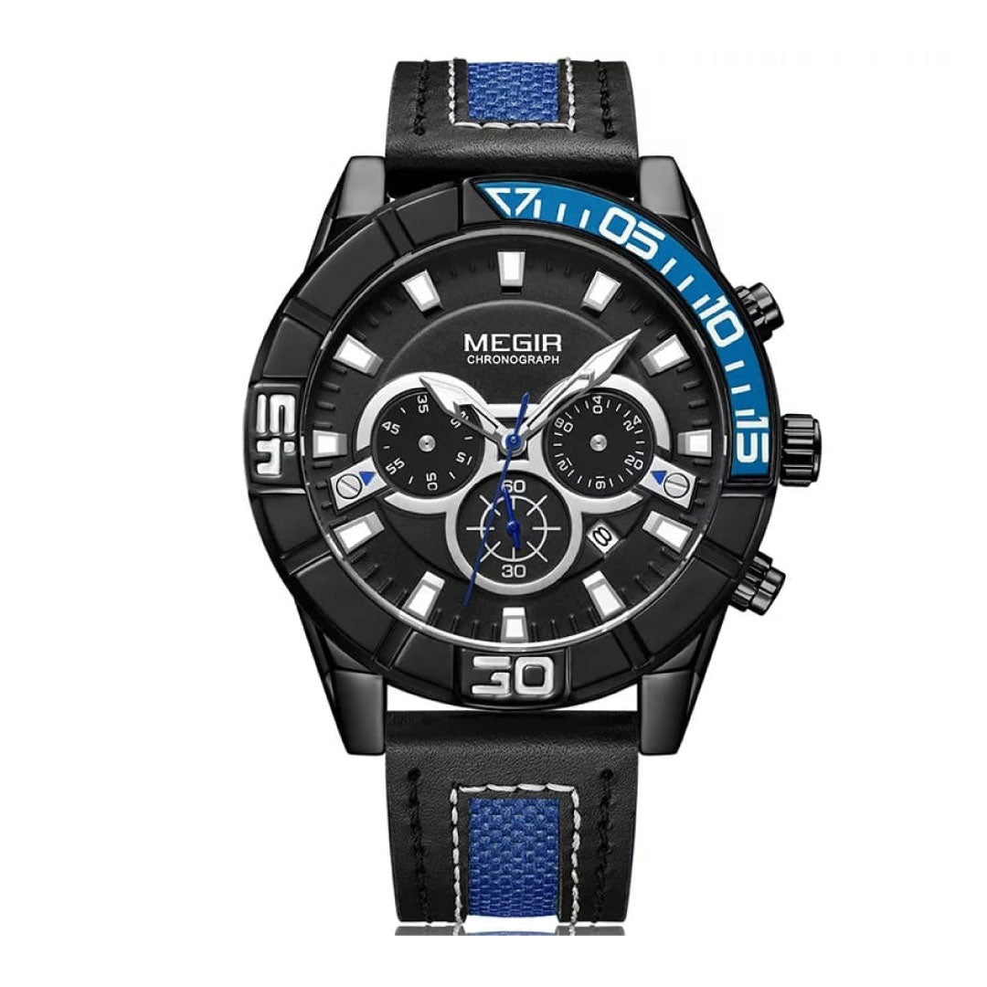 Reloj Megir Hombre Cuero Negro | MEG-31