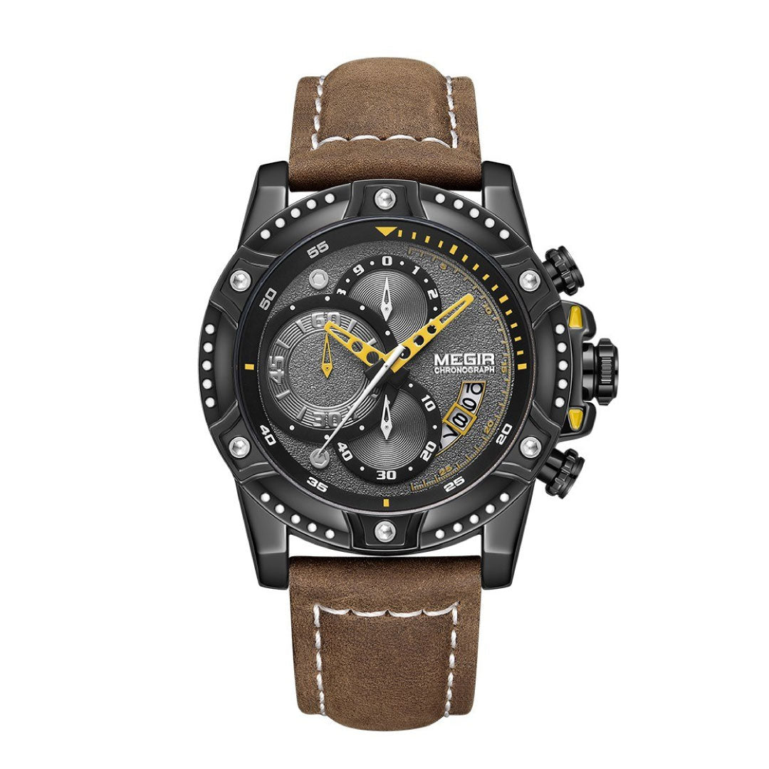 RELOJ MEGIR CUERO NEGRO MEG-35