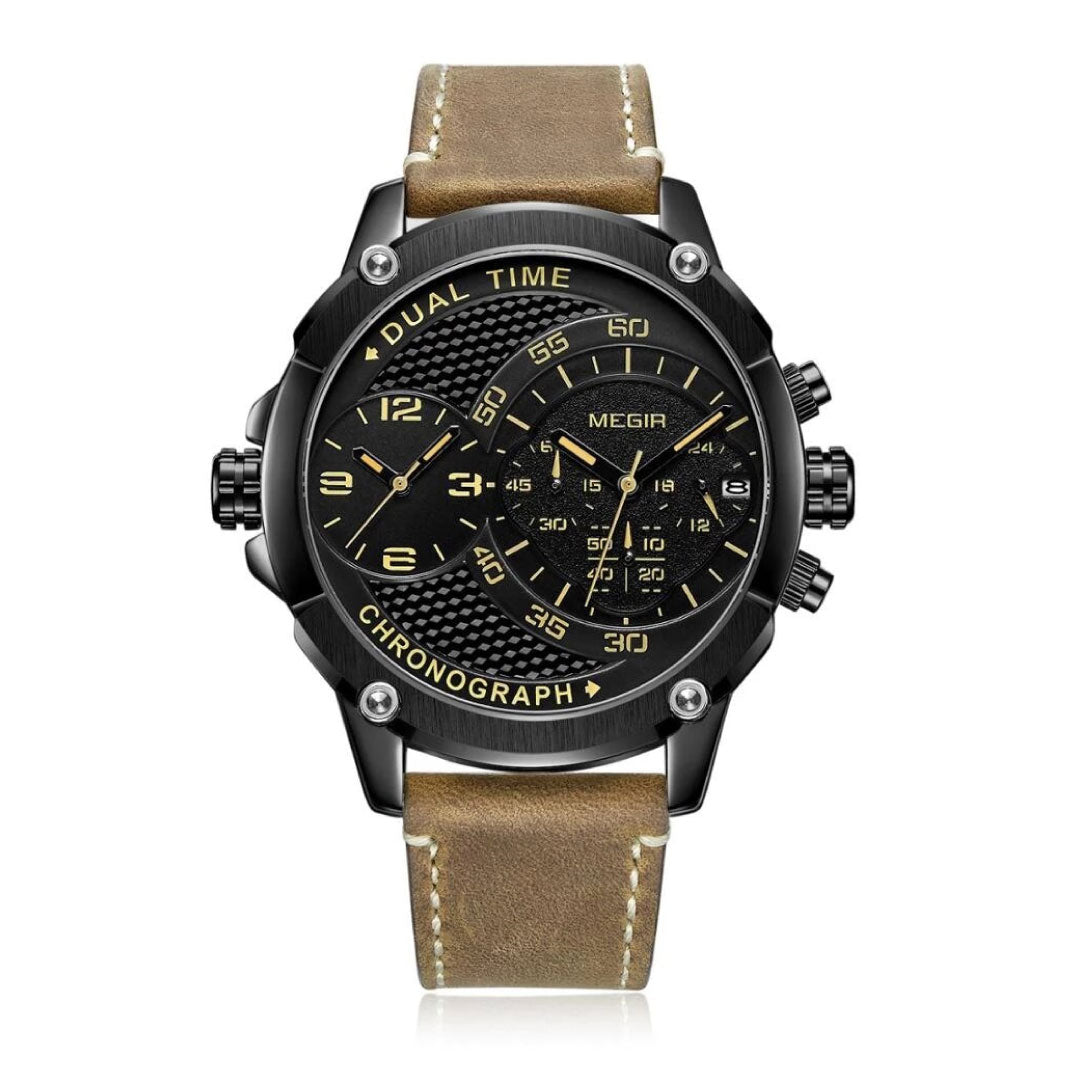 RELOJ MEGIR CUERO NEGRO MEG-36