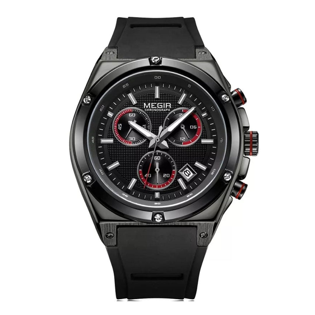 RELOJ MEGIR CORREA SILICONA NEGRO MEG-38