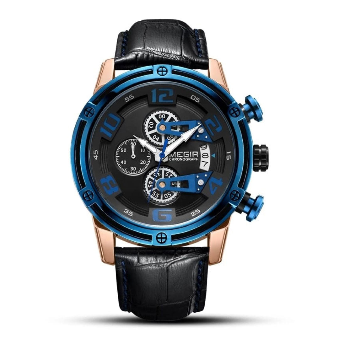 RELOJ MEGIR CUERO NEGRO MEG-39