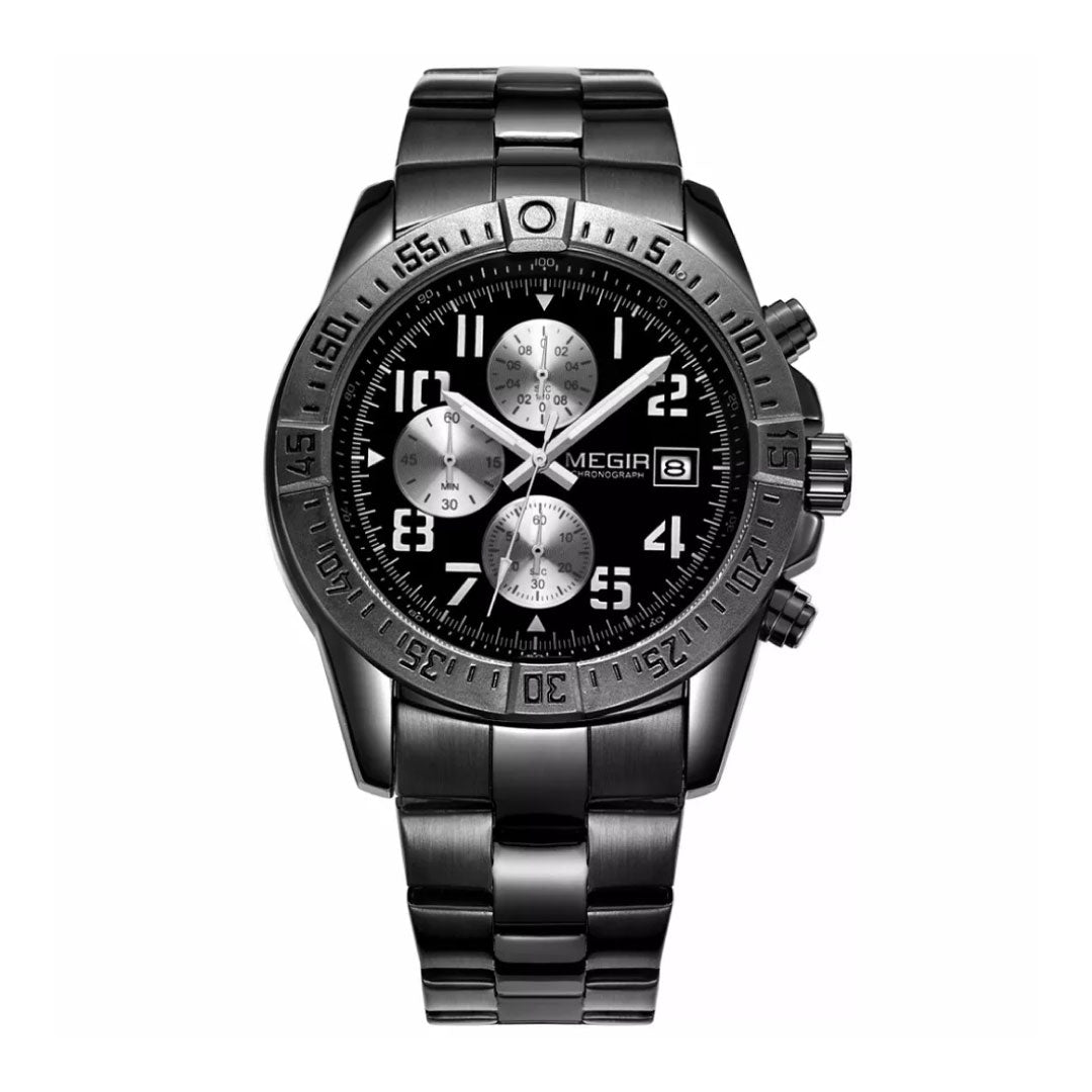 RELOJ MEGIR ACERO NEGRO MEG-50