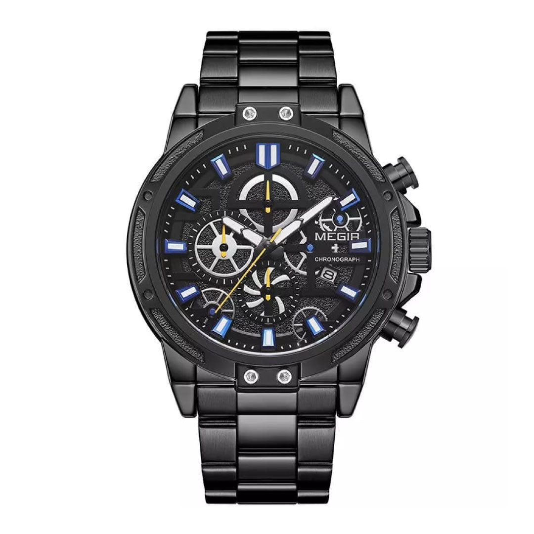 RELOJ MEGIR ACERO NEGRO MEG-52