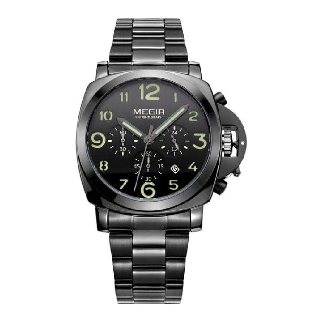 RELOJ MEGIR ACERO NEGRO MEG-54