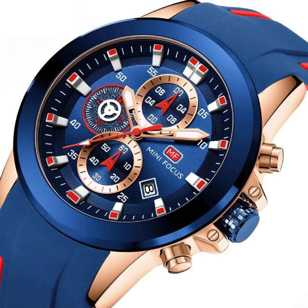 RELOJ MINIFOCUS SILICONA AZUL-ROJO MIN-13