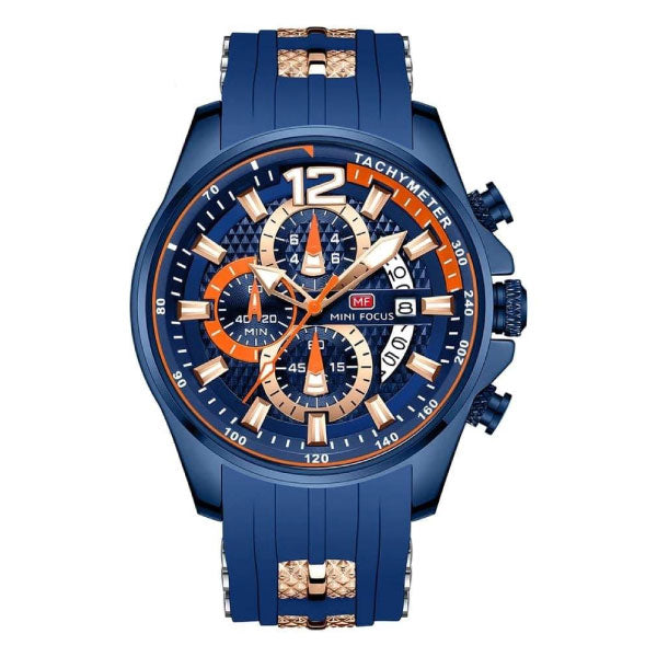 RELOJ MINIFOCUS SILICONA AZUL-NARANJA MIN-15