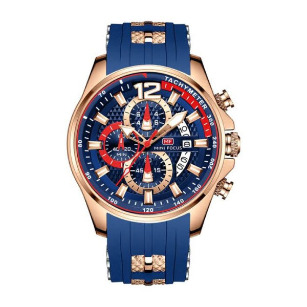 RELOJ MINIFOCUS SILICONA AZUL-DORADO MIN-16