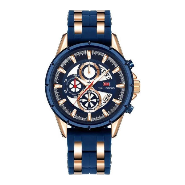 RELOJ MINIFOCUS SILICONA AZUL-BLANCO MIN-18