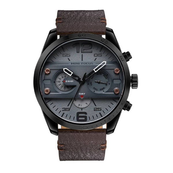 RELOJ MINIFOCUS CORREA CUERO MARRÓN MIN-19