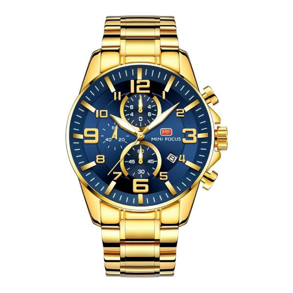 RELOJ MINIFOCUS ACERO DORADO AZUL MIN-26