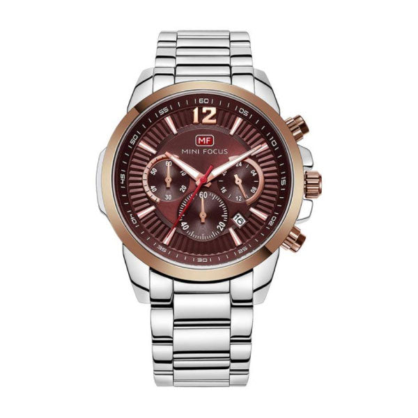 RELOJ MINIFOCUS ACERO PLATA GUINDA MIN-29